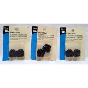 Lot of 3 Dritz 2 Cord Stops For Drawstrings on Garments Bags 468-1 468-3